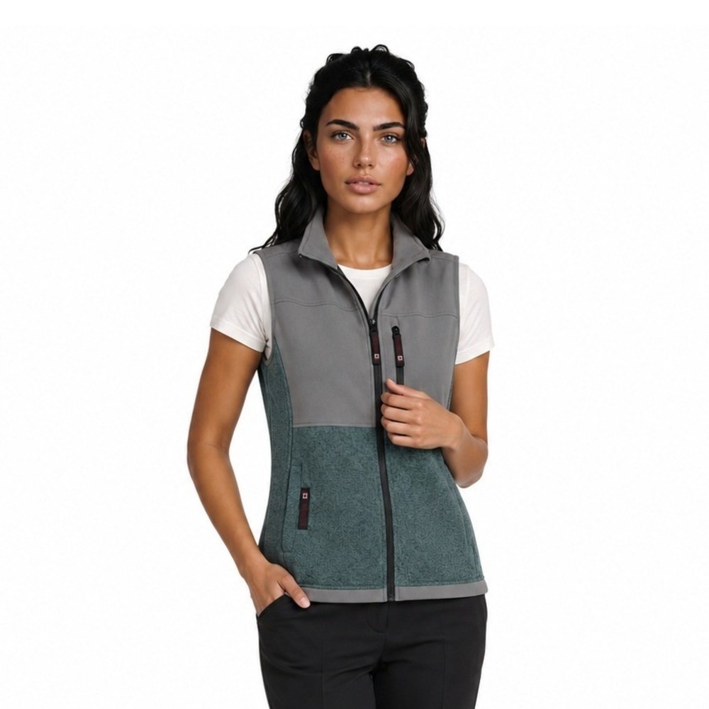 Canada Weathergear Softshell Vest Women's Size Medium Gray Teal Fleece Zip